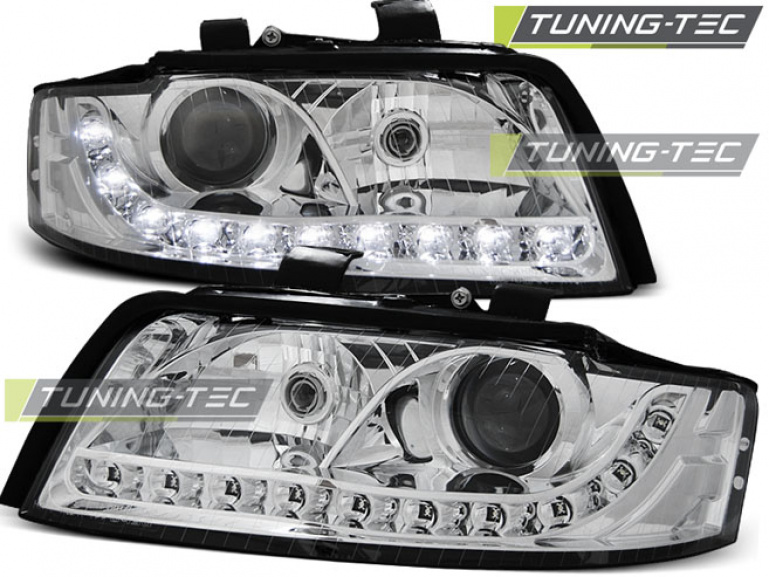 LED Tagfahrlicht Design Scheinwerfer für Audi A4 B6 00-04 chrom